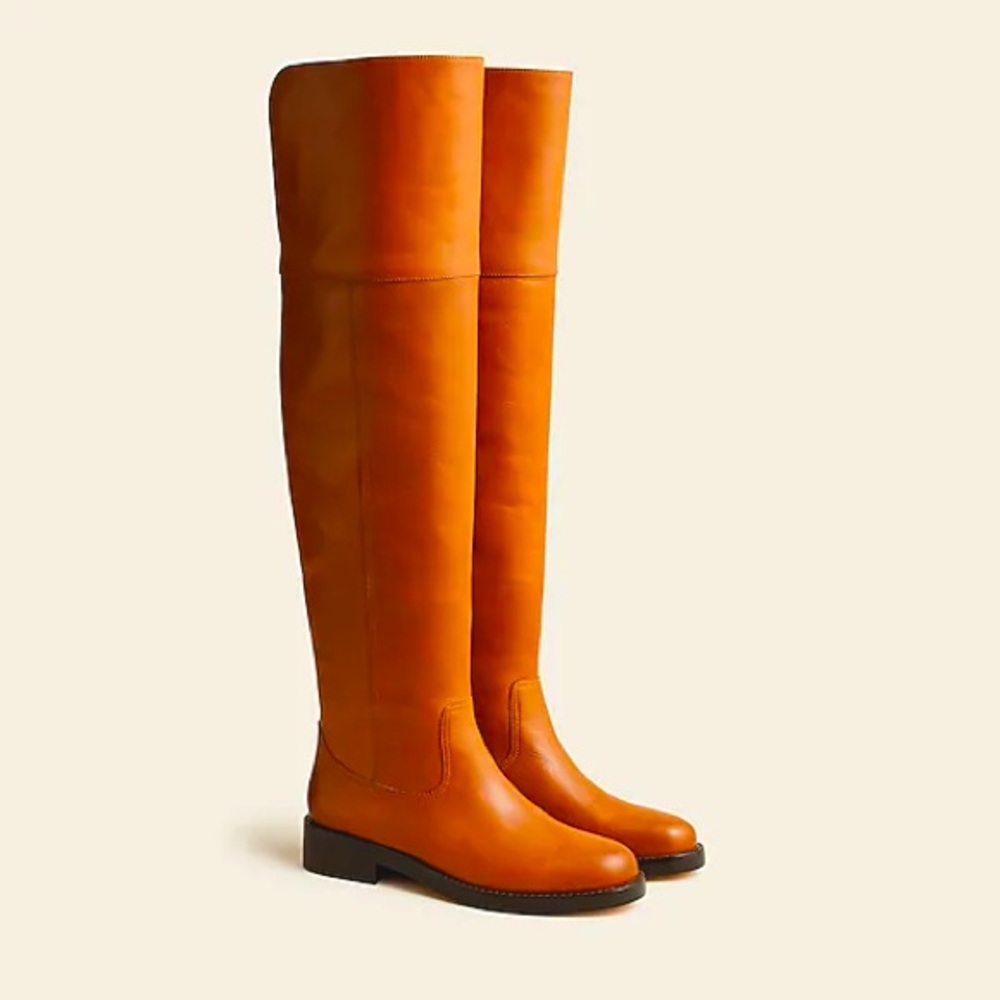JCrew Over-the-knee Leather Riding Boots in Rich Caramel